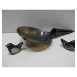 Carved Horn Spoon & Carved Stone Bird S & P See