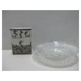 Crystal Dish & Wooden Jewelry Box See Info