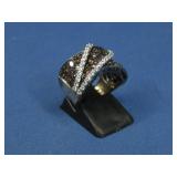 S.S. Gold Plated Chocolate Cz Ring