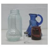 Four Antique Glass Bottles/Jars Various Colors