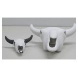 Two Unfinished Ceramic Cow Skulls Largest 5'