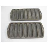 Two Cast Iron Cornbread Pans 12.5' x 5.5'