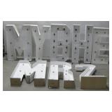 Ten Large White Marquee Letters W/Bulbs See Info