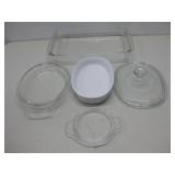 Three Pyrex Dishes & Two Lids