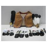 Handmade Beaded Leather Child Vest W/Various See