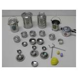Vtg  Miniature Stainless Steel Pots Pans & More