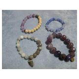 Four Gemstone Bead Bracelets