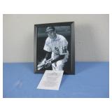 Framed Signed Joe Dimaggio Print W/ COA See Info