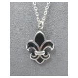 S.S. Fleur-De-Lis Pendant Enamel Necklace See Info