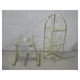 Brass/Glass Side Table & Tiered Shelf See Info
