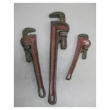 Three Heavy Duty Pipe Wrenches 10'  14' 18' See