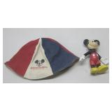 Two Vtg Mickey Mouse Items Fabric Bucket Hat See
