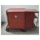 Vtg Heavy Duty Metal Tool Cart On Wheels See Info