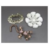 Three Vtg. Brooches/ Pins