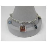 S.S. Gem Stone Charm Bracelet Hallmarked
