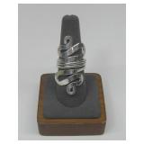 Vtg Modernist Coin Wrap S.S. Ring