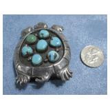 Sterling Silver Sandcast Turquoise Belt Buckle 68g