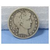 1915-S Barber Half Dollar 90% Silver