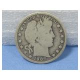 1907-O Barber Half Dollar 90% Silver