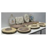 Wood Burned Art W/Various Wooden Rounds