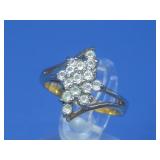 18KTGE Cz Cluster Ring Hallmarked