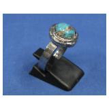 Vtg S.S. N/A Turq. Ring Hallmarked 6.2g