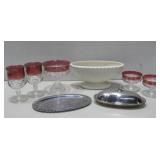 Ceramic Vase,Silvertone Tray/Butter Dish,Drinkware