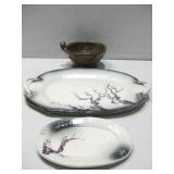 Hand Crafted Pottery Serving Tray, Plate & Bowl