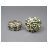 Two Fashion Costume Rhinestone Rings