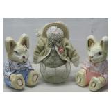 Three Easter Spring Decorative Bunnies Tallest 14'