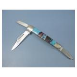 Native American Inlay Pocket Knife