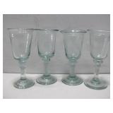 Four Hand Blown Blue Stemware Made In Mexico