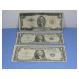 Two Silver Certificates & $2 Red Seal