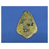 Vtg Persian Hand Painted Abalone Pendant See
