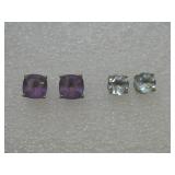 Two Pairs Sterling Silver Gemstone Easrrings See