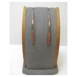 Vtg S.S. Long Earrings W/ Inlay Hallmarked