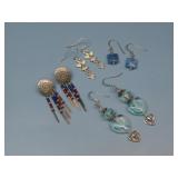 Four Multi Beaded Earrings Two Are Sterling Silver