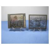 Two Antique Hand Colored Civil War Glass Plates