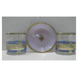2 Vtg Culver Ltd. Glasses,Noritake Goldston Plate