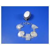 M.O.P. Bracelet & Ring Set Silvertone