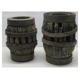 Two Antique Wagon Wheel Hubs Tallest 14'