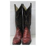 Red Lizard Black Shaft Leather Cowboy Boots Sz 8