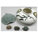 Decorative Ceramic Pot, Pottery Turtle Shell See