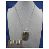 Silvertone Fashion Necklace Earring Set
