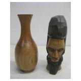 Signed H.Shepard Carved Wood Bud Vase 9' See