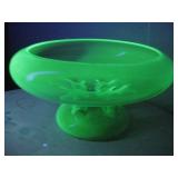 MCM Uranium Glass Pedestal Center Flower Bowl See