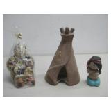 Storyteller Candle Ceramic Tee Pee & Figurine