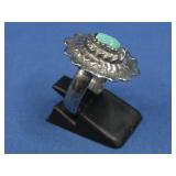 Vtg S.S. N/A Turquoise Ring Hallmarked