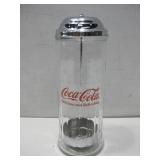 Vtg Coca-Cola Glass Countertop Straw Dispenser