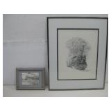 Vtg Framed Locomotive Printed Wall Art See Info